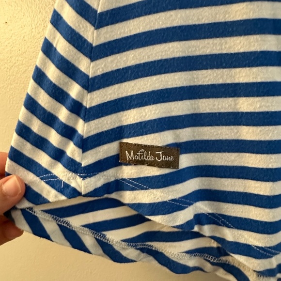 Matilda Jane Sincerely Me Blue and White Stripped top size large - Picture 6 of 6